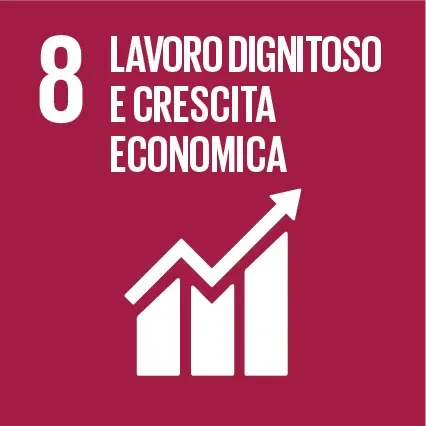 icona dell'obbiettivo 8 dell'agenda 2030. lavoro dignitoso e crescita economica
