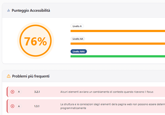 Immagine che mostra un'anteprima di un Audit Dichiarazione di Accessibilità