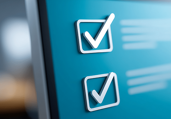 Due caselle di controllo spuntate con una "V" su uno schermo