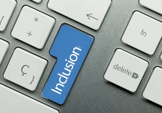Keyboard Enter key with the word "inclusion" printed on it